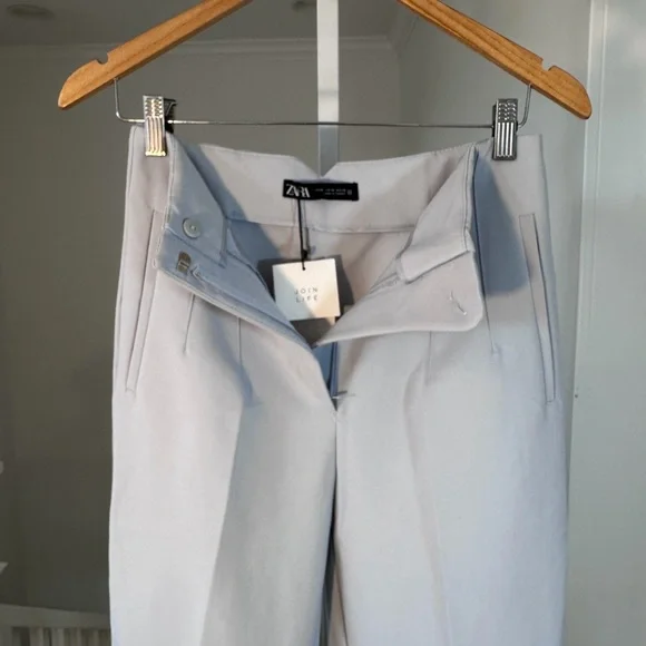 NWT Zara Women's Light Blue/Grey High Waist Cropped Ankle Pants Size M - Picture 5 of 8